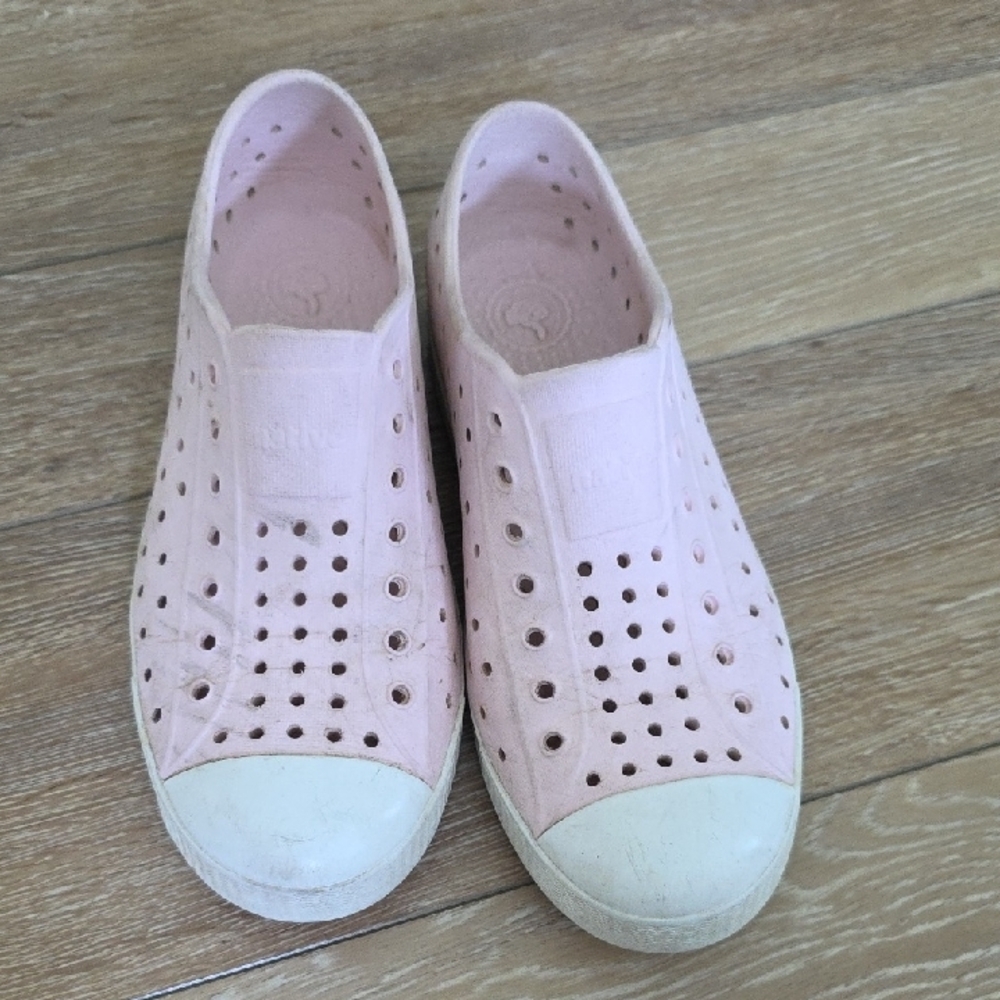 Native Pink and White Slip-On Sneakers